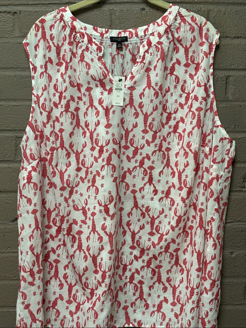 Talbots NWT we was caught in topped with lobster print 3X